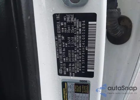 2020 Kia Telluride Ex z USA, uszkodzony, nr VIN 5XYP34HC4LG012694